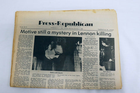 ORIGINAL Vintage Dec 11 1980 Death of John Lennon New York Newspaper