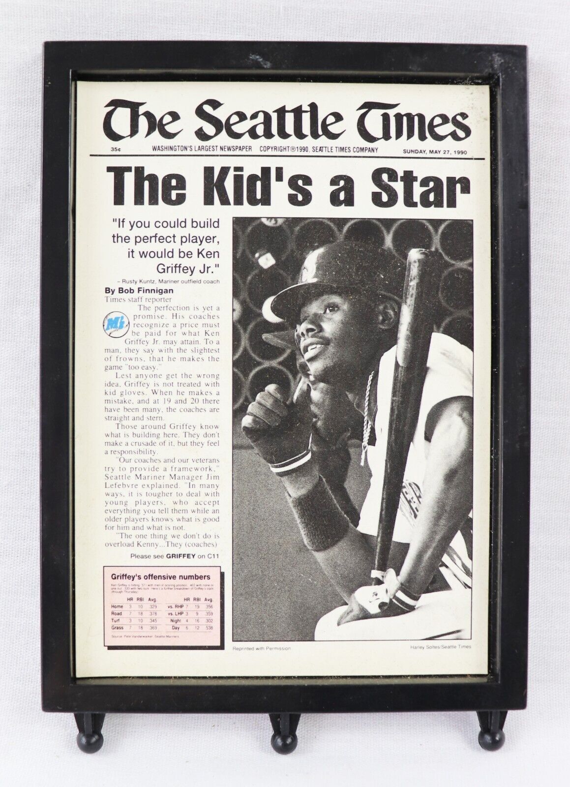 VINTAGE 1990 Starting Lineup Mini Seattle Times Cover Ken Griffey Jr