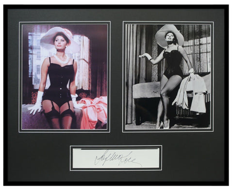 Sophia Loren Signed Framed 16x20 Lingerie Photo Display JSA 