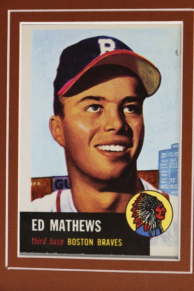 Eddie Mathews 16x20 Framed 1953 Topps Reprint Card & Photo Display Braves