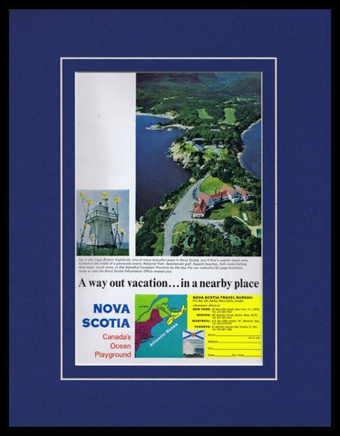 1968 Nova Scotia Tourism Cape Breton Framed 11x14 ORIGINAL Vintage Advertisement