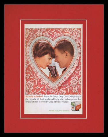 1960 Coca Cola Coke Valentine Framed 11x14 ORIGINAL Vintage Advertisement