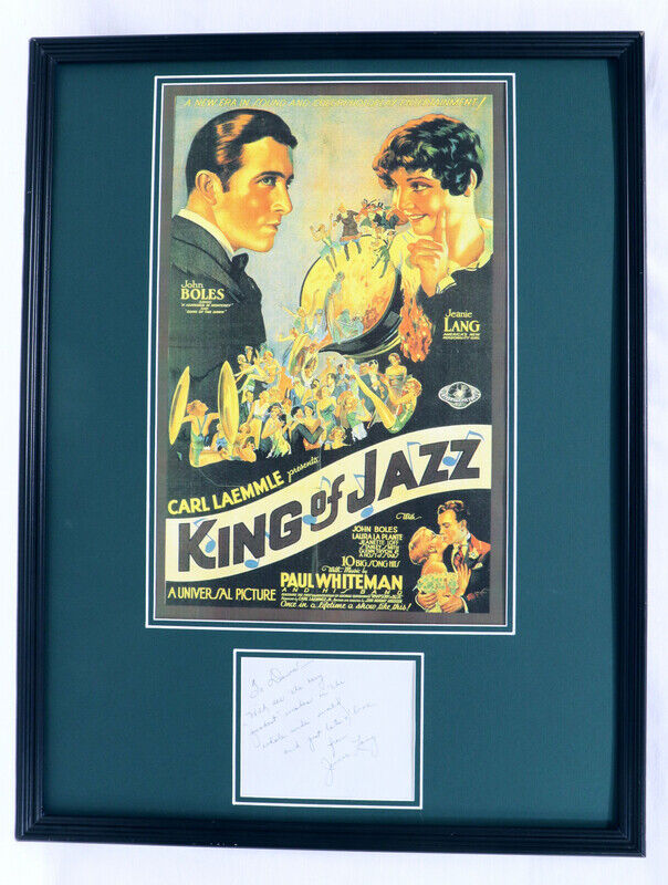 Jeanie Lang Signed Framed 18x24 Note & King of Jazz Poster Display