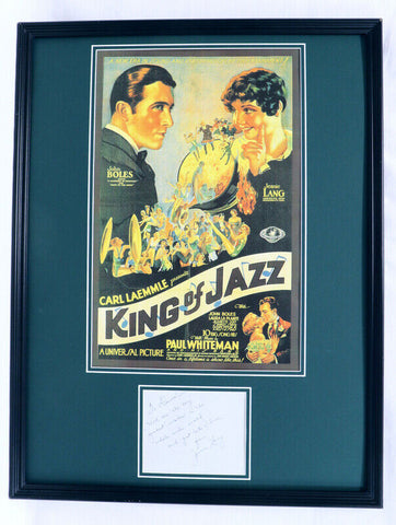 Jeanie Lang Signed Framed 18x24 Note & King of Jazz Poster Display