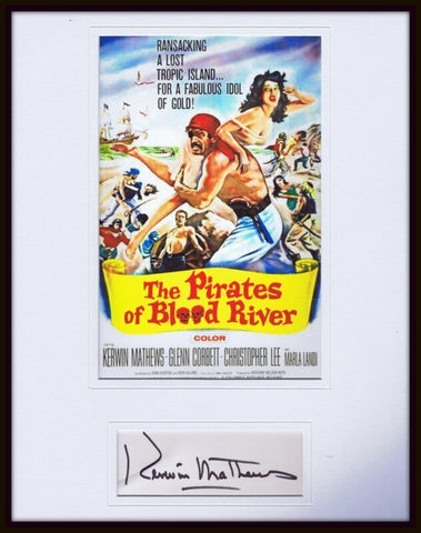 Kerwin Mathews Signed Framed 11x14 Pirates of Blood River Poster Display