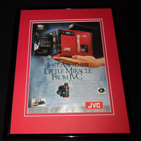 1986 JVC VHS Mini Movie Camera Framed 11x14 ORIGINAL Advertisement