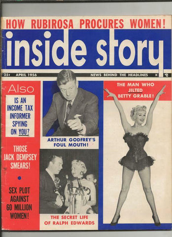 ORIGINAL Vintage April 1956 Inside Story Magazine Betty Grable Arthur Godfrey