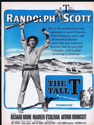 The Tall T 1957 ORIGINAL Vintage 9x12 Industry Ad Richard Boone M O'Sullivan