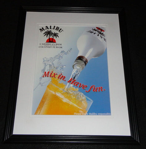 2000 Malibu Rum Framed 11x14 ORIGINAL Advertisement