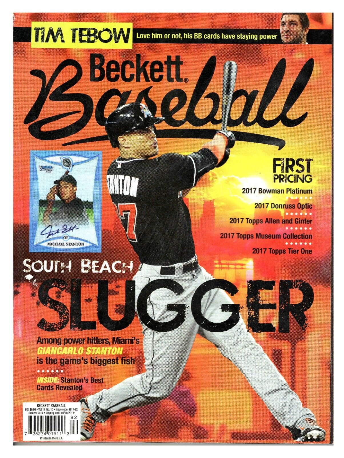 VINTAGE Oct 2017 Beckett Baseball Magazine Giancarlo Stanton