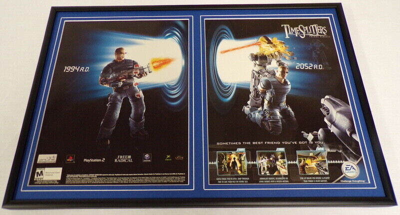 Time Splitters 2005 XBox PS2 Framed 12x18 ORIGINAL Advertising Display 