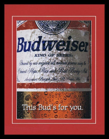 1996 Budweiser Beer Bud's For You 11x14 Framed ORIGINAL Vintage Advertisement