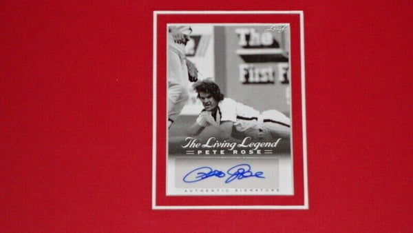 Pete Rose Signed Framed 12x18 Photo Display LEAF Reds Charlie Hustle