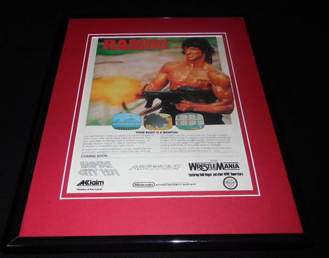 Rambo 1988 NES Nintendo Acclaim11x14 Framed ORIGINAL Vintage Advertisement