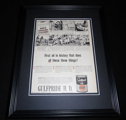 1951 Gulf Gulfpride HD Oil Framed 11x14 ORIGINAL Vintage Advertisement B