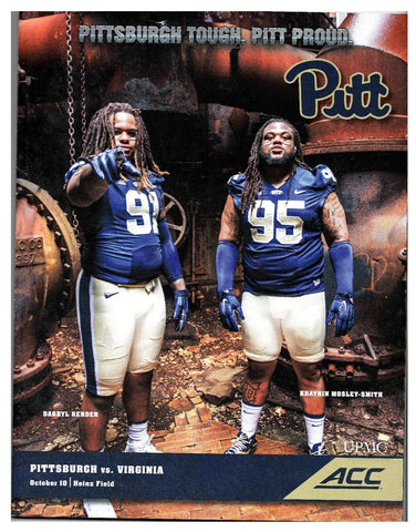 Oct 10 2015 Virginia vs Pitt Panthers Program Tyler Boyd Qadree Ollison