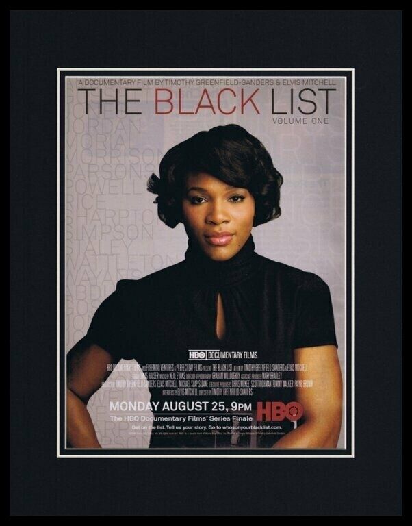 The Black List 2008 HBO Framed 11x14 ORIGINAL Advertisement Serena Williams