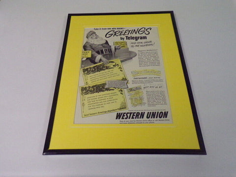 1951 Western Union / Santa Claus Framed 11x14 ORIGINAL Vintage Advertisement