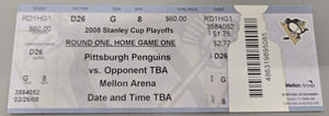 Apr 9 2008 Senators @ Penguins Playoff Ticket Marc Andre Fleury Shutout