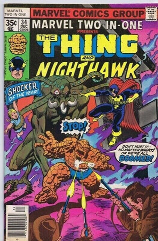 Marvel Two-in-One #34 ORIGINAL Vintage 1977 Thing Nighthawk