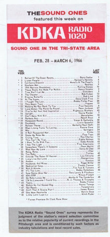 ORIGINAL Vintage KDKA 1020 Pittsburgh Feb 28 1966 Music Survey Beatles Stones