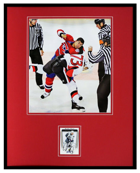 Jarkko Ruutu Signed Framed 16x20 Fight Photo Display Senators Penguins