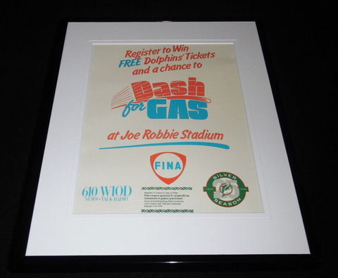 1990 Fina Oil / Miami Dolphins ORIGINAL Framed 11x14 Advertisement 