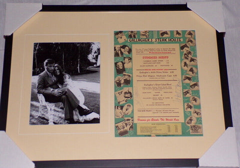 Natalie Wood & Robert Wagner Dual Signed Framed Menu & Photo Display JSA