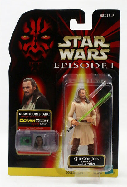 VINTAGE SEALED 1998 Star Wars Episode I Qui Gon Jinn + Lightsaber Action Figure