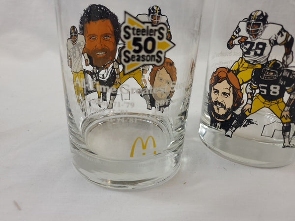 VINTAGE 1982 McDonald's Steelers 50 Years Glass Jack Lambert Franco Harris