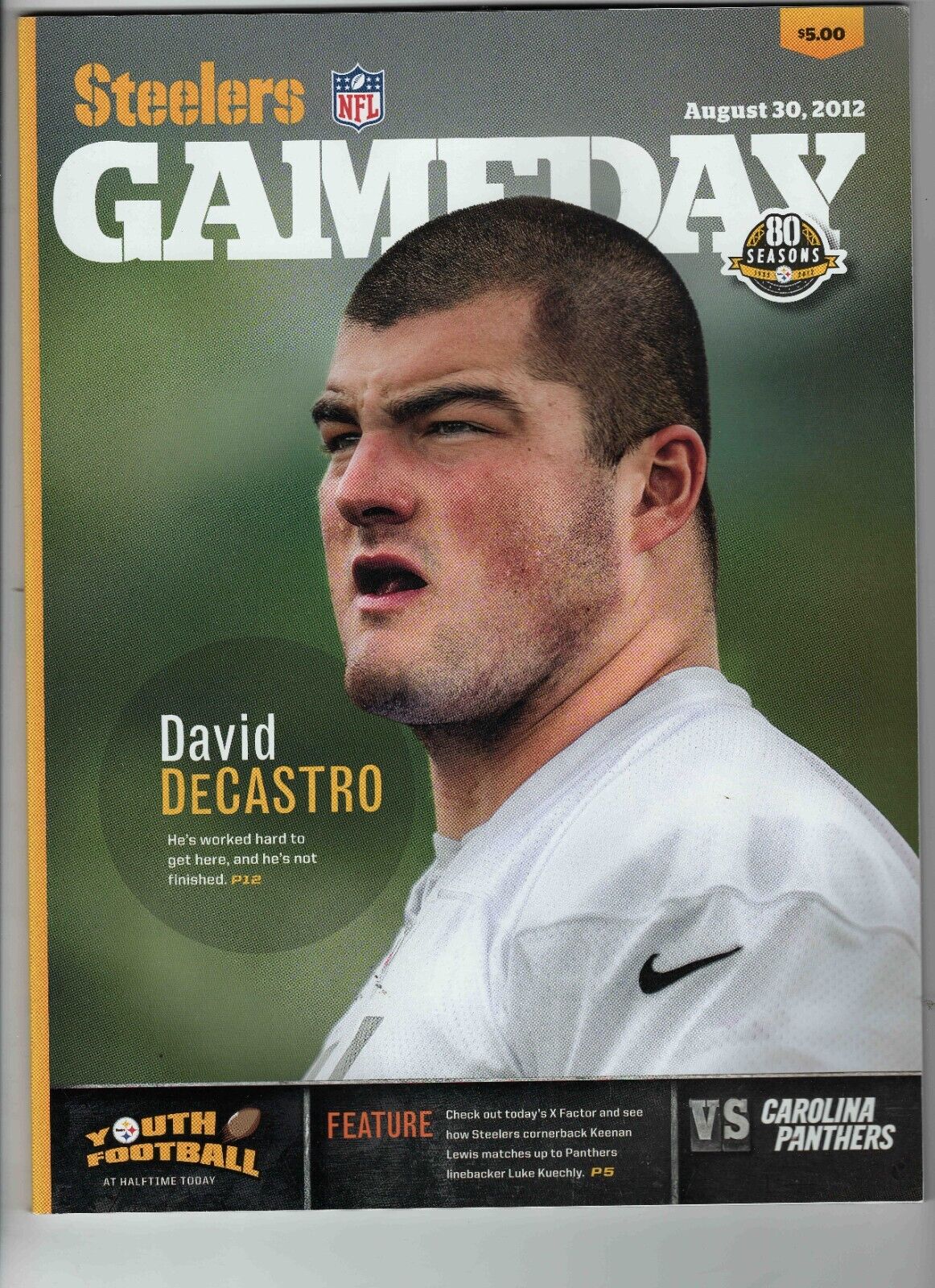 Aug 30 2012 Carolina Panthers @ Pittsburgh Steelers Program David Decastro