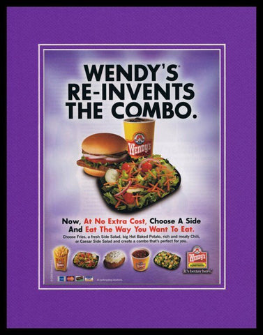 2004 Wendy's Combo Meal 11x14 Framed ORIGINAL Vintage Advertisement