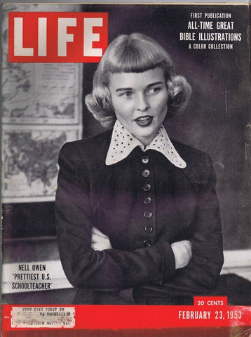 ORIGINAL Vintage Life Magazine February 23 1953 Nell Owen Prettiest US Teacher