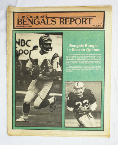  VINTAGE Sep 12 1983 Cincinnati Bengals Report Magazine Ken Anderson