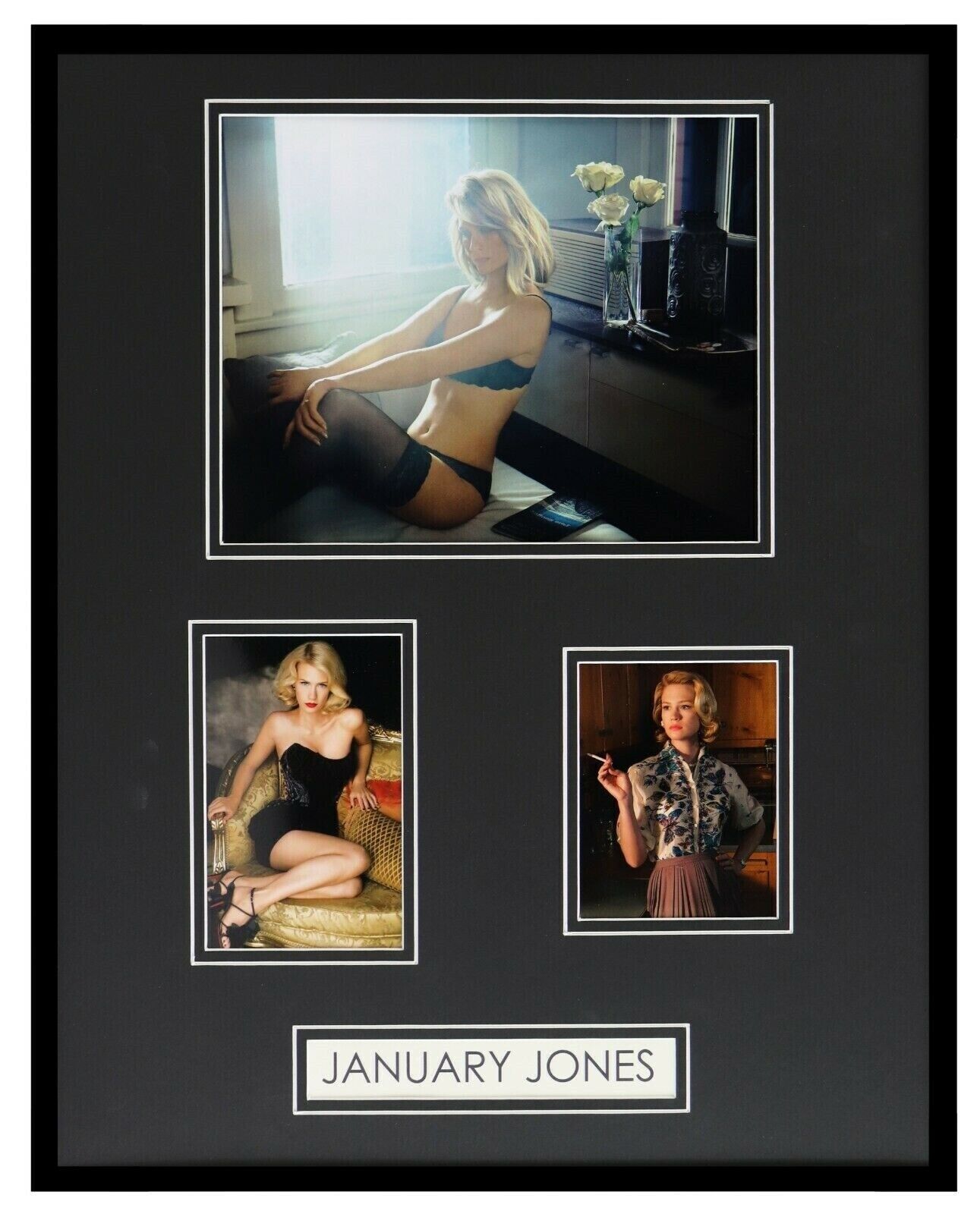 January Jones Framed 16x20 Lingerie Photo Display Mad Men