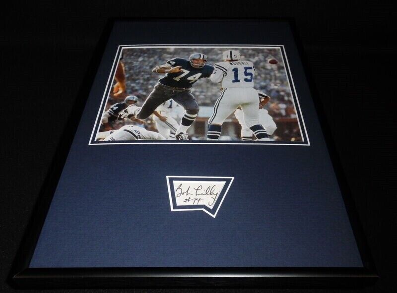 Bob Lilly Signed Framed 12x18 Photo Display JSA Cowboys