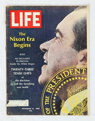 ORIGINAL Vintage Nov 15 1968 Life Magazine Richard Nixon Era Begins