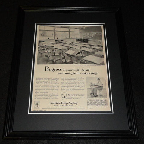 1951 American Seating Company Framed 11x14 ORIGINAL Vintage Advertisement