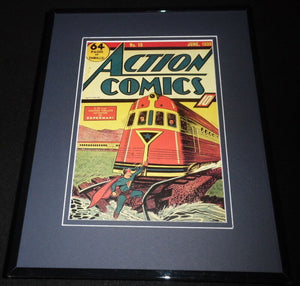 Action Comics #13 Framed 11x14 Repro Cover Display Superman Stops Train