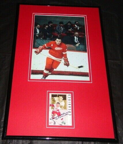 Norm Ullman Signed Framed 11x17 Photo Display Red Wings