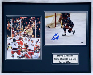 Steve Christoff Signed Framed 16x20 Photo Display Miracle on Ice 1980 Team USA