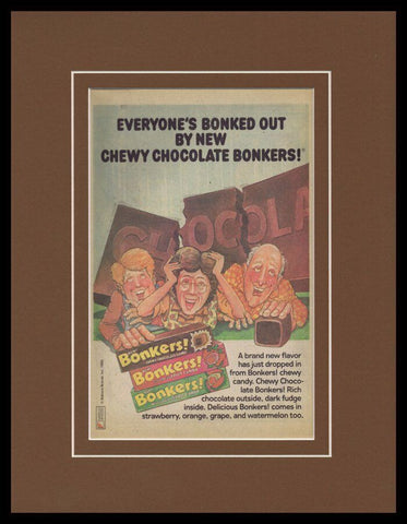 1986 Chocolate Bonkers Candy Framed 11x14 ORIGINAL Vintage Advertisement