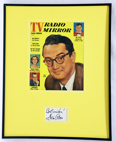 Steve Allen Signed Framed 16x20 1957 TV Radio Mirror Magazine Display