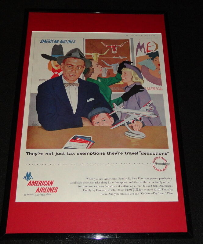 1955 American Airlines Framed 11x17 ORIGINAL Advertising Display 