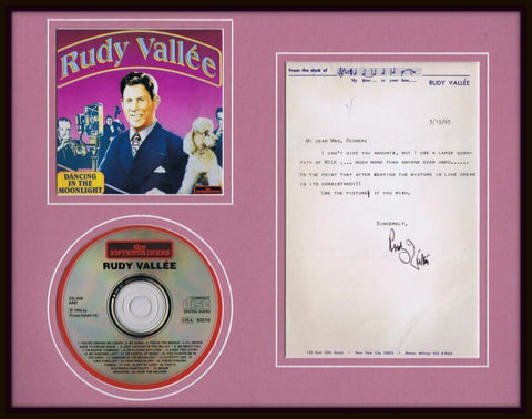 Rudy Vallee Signed Framed Dancing in the Moonlight CD & Typed Letter Display