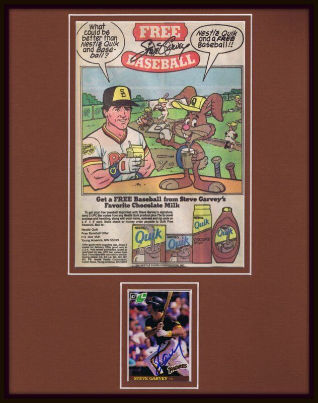 Steve Garvey Signed Framed 1985 Nestle Quik ORIGINAL Advertising Display Padres