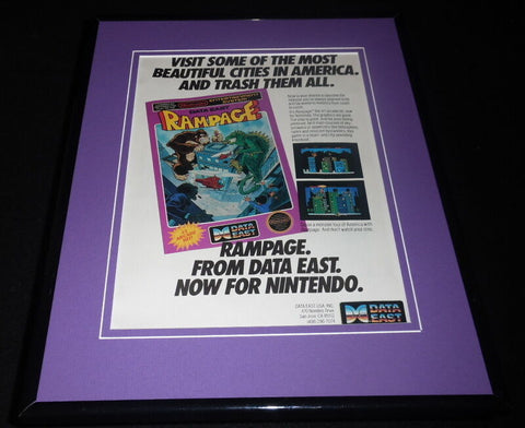 Rampage 1988 NES Nintendo 11x14 Framed ORIGINAL Vintage Advertisement