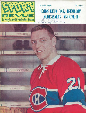 ORIGINAL Vintage January 1963 Sport Revue Magazine Gilles Tremblay Canadiens