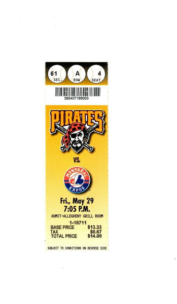 May 29 1998 Montreal Expos @ Pittsburgh Pirates Ticket Rondell White 2 HR