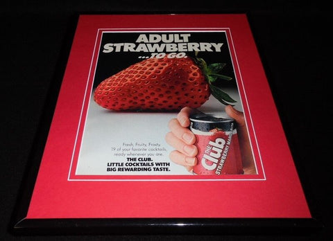 1982 The Club Strawberry Margarita Framed 11x14 ORIGINAL Vintage Advertisement